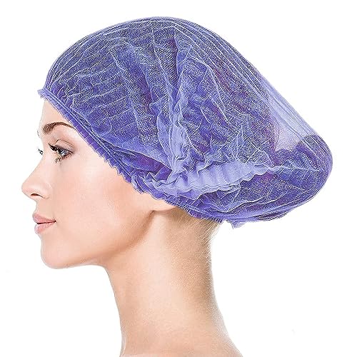 Smilco 100pcs/Pack Purple Disposable Bouffant Caps,21inches Hair Net,Elastic Dust Cap for Hair Nets Food Service,Non-Woven,Salon,Spa,Kitchen Head Cover