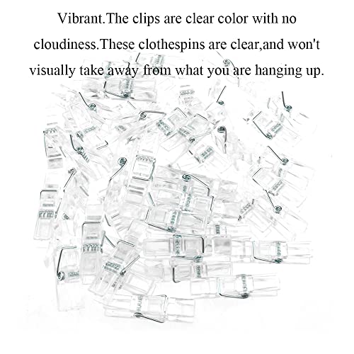Image of HAHIYO Plastic Clothespins Good Clarity Clips Strong Sturdy Firm Hold Clamp Tight Easy Use No Pin Hole on Fabric for Hanging Photos Postcards Memos Baby Shower Paper Line, Transparent, 1.38 inches
