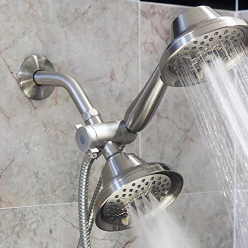 6 Inch Shower Arm And Flange - Solid Stainless Steel, Wall-Mounted For Fixed Shower Head & Handheld Showerhead Mounts - Aqua Elegante - Brushed Nickel #TOP5