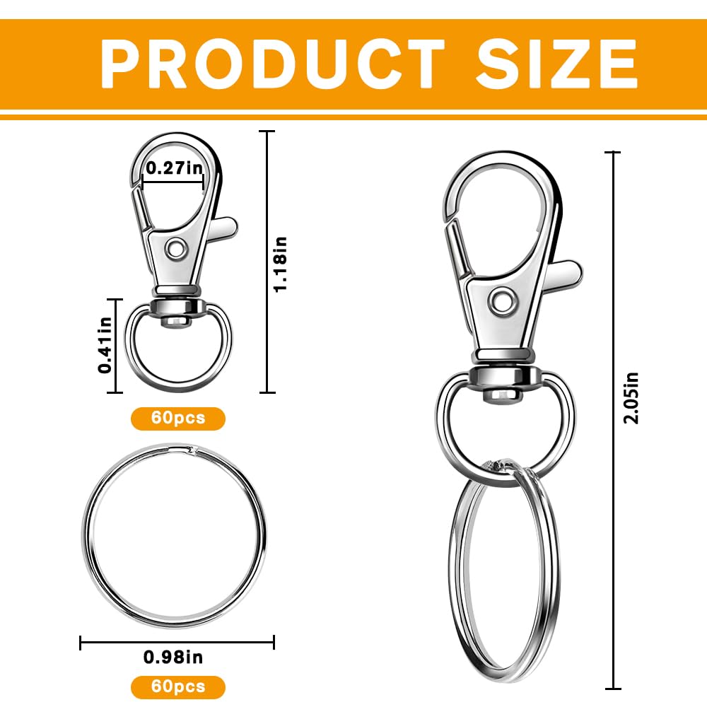 JOLCEEY 120pcs Swivel Lobster Clasps & Key Ring Hoops - Image 2
