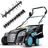 Ecobuild 2000W Elektro-Vertikutierer & Rasenlüfter 2-in-1, 40CM Arbeitsbreite, 5 Tiefenpositionen, 55L Grasfangbox, Klappbarer Griff, 10M Kabel, Multifunktionaler Rasenpflegehelfer