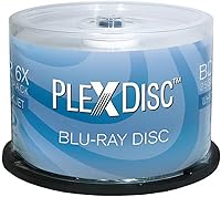 PlexDisc 633-214 25GB 6X White Inkjet Printable BD-R Blu-ray Discs, 50-Pack Cake Box - Archival Reliable Media