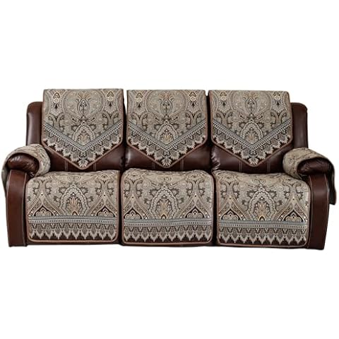 LUFEIJIASHI Waterproof Recliner Sofa Covers Non-Slip Recliner Couch Covers for 2 seat, Split Washable Jacquard Reclining Couch Covers Furniture Protecto (FLKF-Brown, 3 Seater) Cover