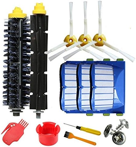 ITidyHome Accessory Filter Kit for Roomba 600 Series 600 610 620 650 Vacuum Cleaner Replacement Part (3 Filter ,3 Side Brush,1 Pack Brush,1 Pack Cleaning Tool )