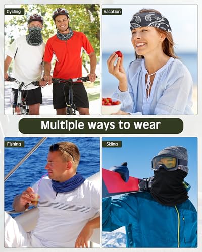 Image of Cuffbow 12 Pack Men Balaclava Neck Gaiter Cooling Breathable Face Mask UV Protection Scarf Hiking Bandana for Men /Women