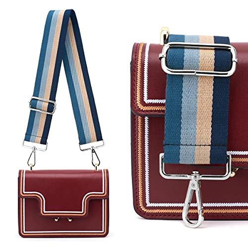 Image of Silvery Buckles Wide Shoulder Strap Adjustable Replacement Belt Crossbody Canvas Bag Handbag