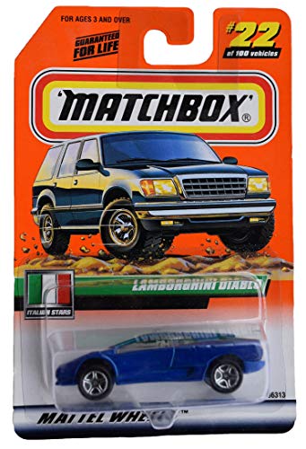 Matchbox Blue Lamborghini Diablo 1:64 - Modello auto giocattolo in metallo pressofuso da collezione #22