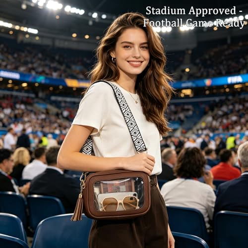 Image of FAIME Clear Bag for Stadium Events, Clear Crossbody Purse for Women, Small Transpartent Bag for Concerts, Sport Events | Stadium Approved