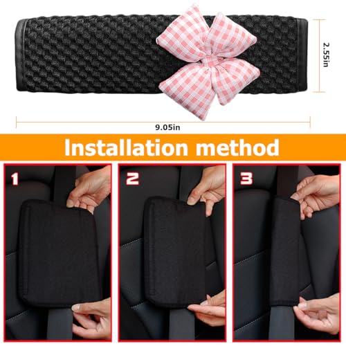 image for Mandark Cute Bow Car Seat Belt Covers, 2PCS Vehicle Seatbelt Neck Cush