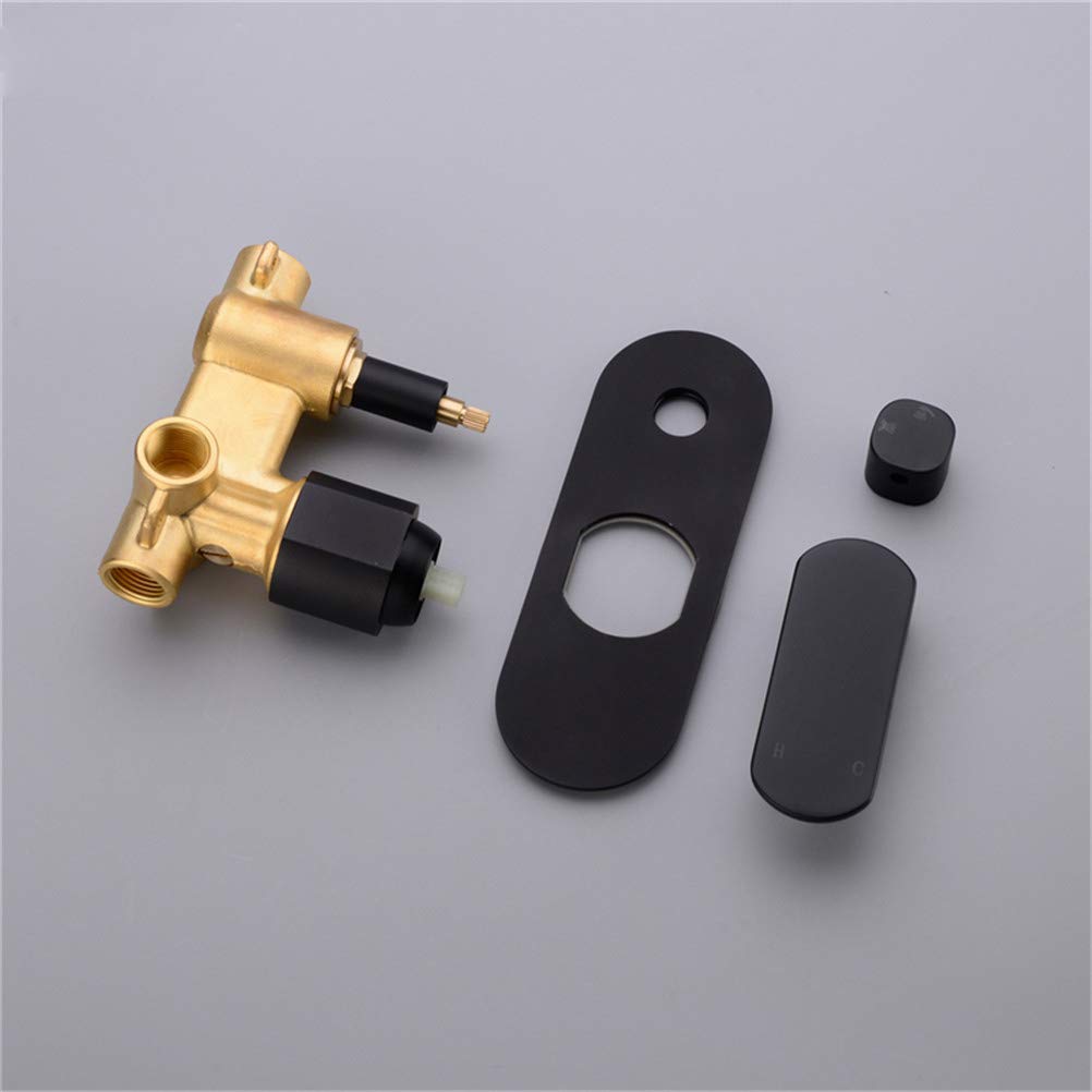 Set Doccia, Set di rubinetti per Doccia, Set Combinato di Miscelatore a Pioggia di Lusso per Bagno, soffione Doccia a Pioggia a Parete con soffione e Tubo Doccia, Nero, 25 cm