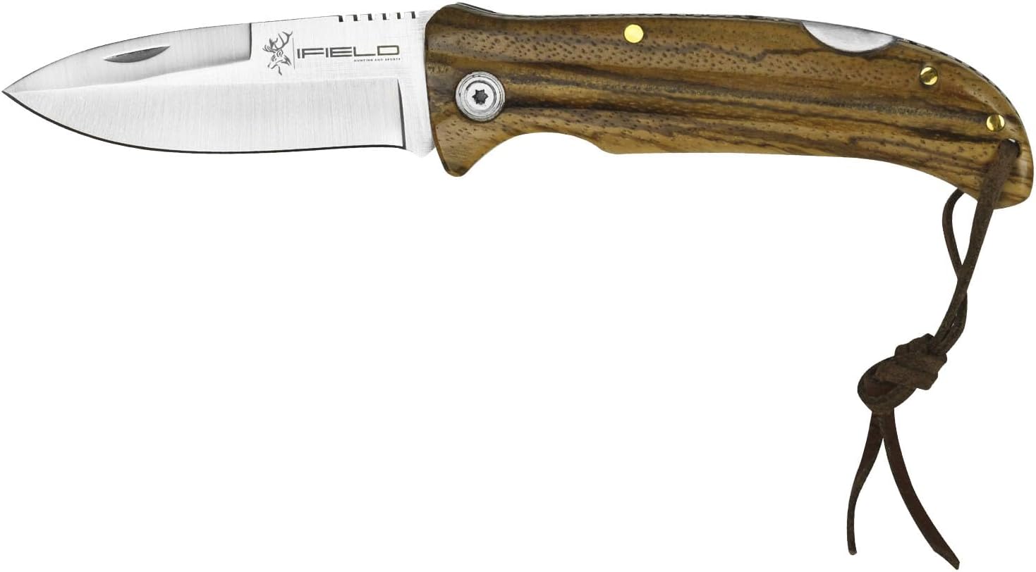 iFIELD Folding Knife Camper EL29042, Zebra Wood Handle, 8.2 inch Long, 3.7 inch Blade, Camping Tool for Fishing, Hunting, Sport Activity