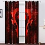 World of Warcraft Curtains Blackout Curtains with Game Pattern Fan Curtains Thermal Insulated Drapes...