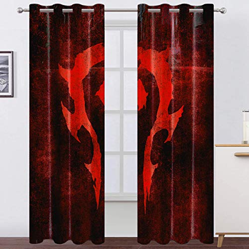World of Warcraft Curtains Blackout Curtains with Game Pattern Fan Curtains Thermal Insulated Drapes for Bedroom and Sliding Glass Door 62 x 70 Inch Grey 2 Panels