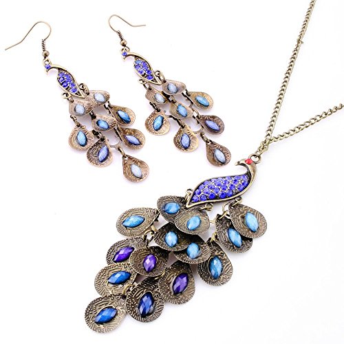 GOODBOYS New Lady Vintage Retro Blue the Prancing Peacock Earrings