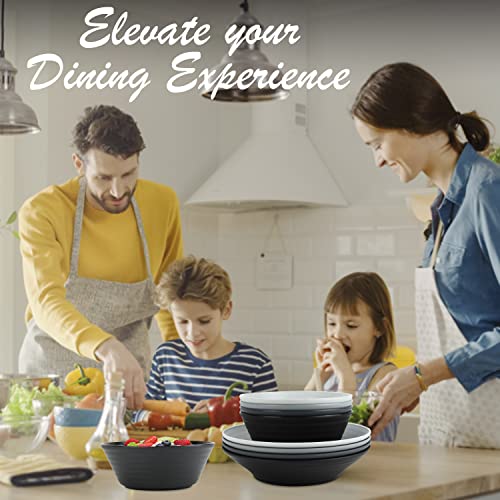 Wrova Wheat Straw Dinnerware Sets - 8 Set Unbreakable Microwave Safe Dishes - Reusable Wheat Straw Plates And Bowls Sets For Kitchen - Kid’s Wheat Straw Bowls And Plate For Cereal, Soup （4 Color） #TOP6