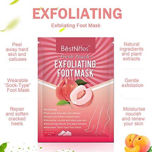 Foot Peel Masks, Natural Exfoliator For Dry Dead Skin, Callus, Repair Rough Heels For Men Women (Peach) #TOP2