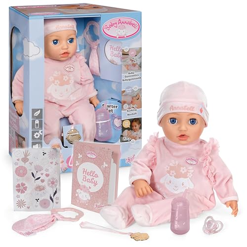 Baby Annabell Interactive Annabell 43cm - Soft bodied baby doll with realistic movements sounds & accessories - Suitable for Children Aged 3+