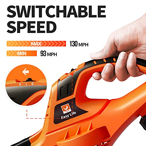 VacLife Leaf Blower, 20V Cordless Leaf Blower with Powerful Motor & Long Runtime, Lightweight Leaf Blower with 2 Airflow Modes for Snow Blowing & Lawn Care, Model: LB-570, Orange (VL707)