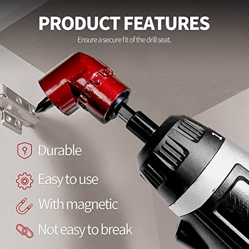 ColumPRO 105 Degree Right Angle Drill Screwdriver Bit Set, 1/4” Hex Shank Right Angle Drill Attachment with 4PCS PZ2 & PH2 Screwdriver bits and bit holder - Thumbnail 7