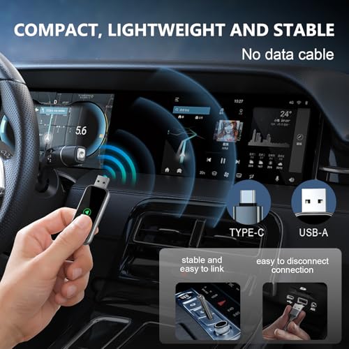 Qidoubird Wireless CarPlay Adapter, 2-in-1 Wired to Wireless CarPlay/Android Auto Converter, Plug & Play, Siri Control, Universal Compatibility for 1000+ Cars, iPhone & Android (Silvery Grey) by Qidoubird - Used condition - Image 7