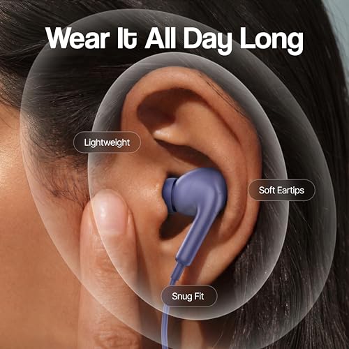 Image of Ambrane Type C Wired Earphones with inbuilt Mic, Strong Bass Audio, Clear Calls, Tangle Free Cable, in Line Controls, Wide Compatibility, 1.2m Long Cable, 10mm Drivers (Stringz 05, White)