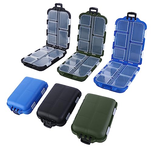 Vctitil 3 Piezas Mini Cajas de Aparejos para Pesca Estanque Impermeable con 10 Compartimentos, 3.6'' x 2.3'' x 1''
