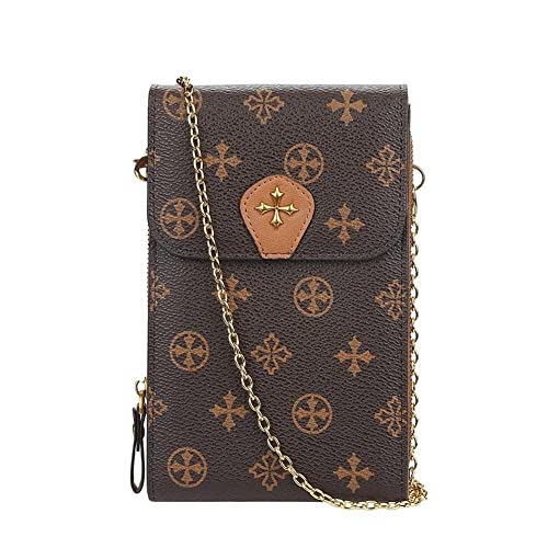 Sac de téléphone pour femme en cuir PU avec motif rétro et pochette multifonctionnelle