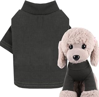 犬服 犬の服 ボーダーサマーニット ボーダーインナー 半袖 ハーフハイネック タートル インナー 重ね着 犬用 小型犬 中型犬用 リオスタジオ(④ミリタリーグリーン,M)