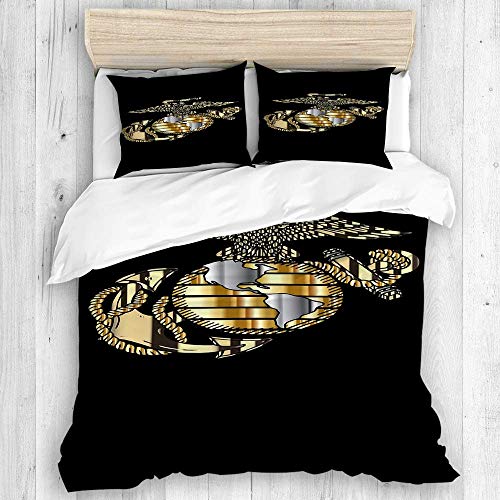 AXEDENRRT Design Comforter Cover Sets Twin 2 Pieces Lovely Quality with Zipper Ties Marine Corps Duvet Cover