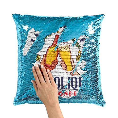 Coussin Paillettes Turquoise : la Solution Déco Fun pour Vos Fêtes et Apéros - 3