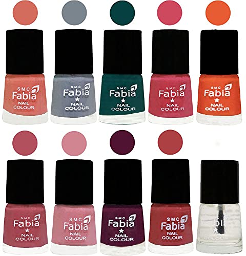 Image of ALL IN ONE (PACK OF 10), Long Lasting Glossy Nail Polish, 6 ml Each, All Vibrant Colours,02061