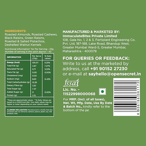 Image of Open Secret Premium Dry Fruit Mix | 1Kg | 6 Superfood in 1 Mix | Dry Fruits Mixed pack, Mixed Dry Fruits, Mix Dry Fruits Contains Walnut, Cashew, Almond, Pista, Green & Black Raisins (Pack of 3)