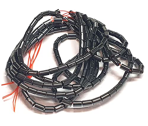 Perlin Pack of 50 Black Hematite Beads 8 x 4 mm for Bracelets Tube No Magnet Hematite Gemstones 38 cm 1 Strand Heishi Beads - Image 2