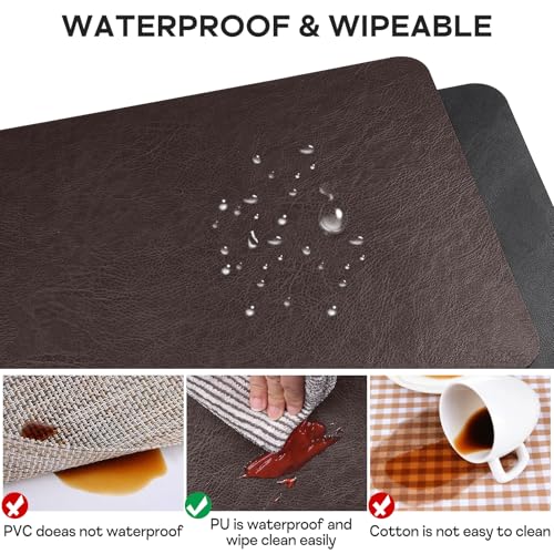 Miniatura 4 de Aplker Manteles Individuales De Cuero Juego De 6 Mantel Individual De Lavables Resistente Al Calor Impermeable Para Mesa De Comedor De Cocina Hoteles Restaurante 43 30cm Negro Marrón