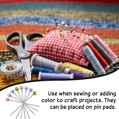 SIYINGSAERY 320 PCS Sewing Pins 38mm Multicolor Head Pins Straight Quilting Pins Dressmaking Pins Fabric Pins Round Pearl Head Pins Pearlized Straight Pins for Dressmaking, Quilting, Jewellery Crafts