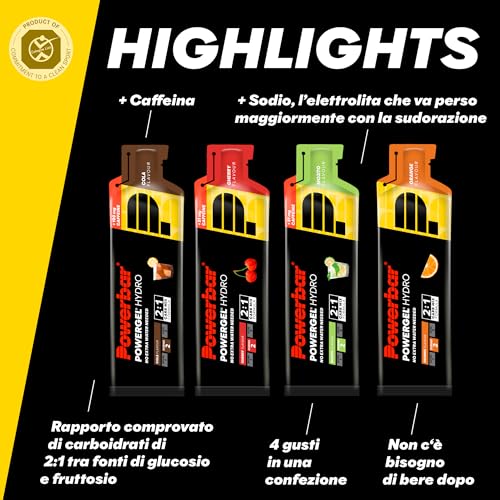 Powerbar PowerGel Hydro Multiflavourbox 12x67ml - Gel energetico ad alto contenuto di carboidrati + Sodio - 4