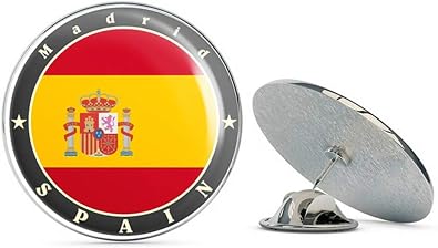 Madrid Spain Round Metal 0.75" Lapel Pin Hat Shirt Pin Tie Tack Pinback
