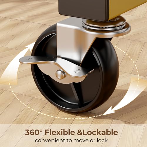 Clothes Clothing Garment Rack with Wheels,46.5" L Portable Rolling Clothing Racks for Hanging Clothes, Sturdy Closet Wardrobe Rack Clothes Storage Organizer Hanger for Coats, Shirts, Dress, Gold