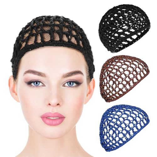 Hair Net Wrap For Sleep Women 3 PCS Sleeping Cap Drying Curly Press Hairnets Sew In Weave Bonnets Crochet Wrapping Black Mesh Snood Caps Bonnet Long Wig for Head Wrapping Cap