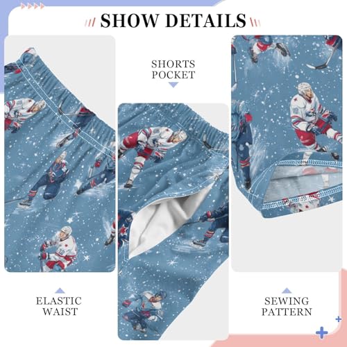 Hockey Players on Ice Pajama Pants Soft Lounge Sleepwear PJ Bottoms with Elastic Waist Ages 6-14 Years4
