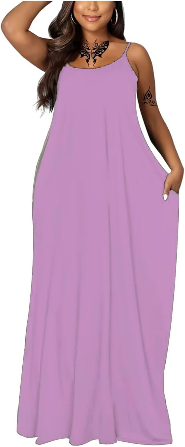 Women's Summer Maxi Dress Long Dress Casual Boho Sleeveless Strap Smocked Tiered Long Beach Sun Dresses - Image 5