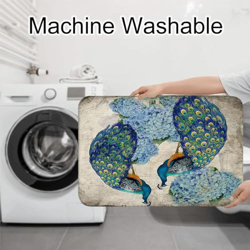 Badematte Pfauenblume Badezimmerteppich Set 3 Teilig Mikrofaser Badteppiche und WC Vorleger mit Ausschnitt Waschbar rutschfeste Badvorleger Toilette Teppich – Bild 8