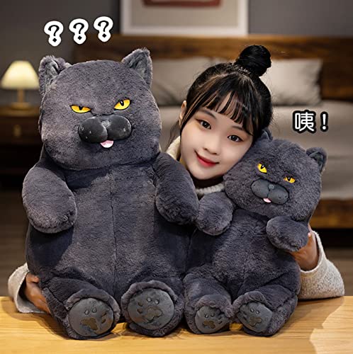 Floerroyale Black Cat Plush Toy,Lovely Cat Stuffed Animal Pillow,Large Eye Cat Plush Design,Halloween Birthday Gift For Boys And Girls,Black,17.7In #TOP6