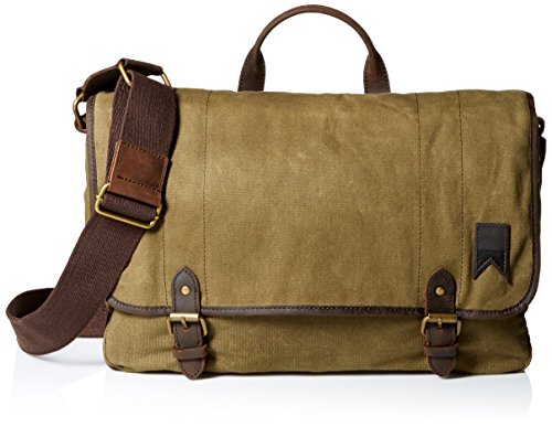 Navali Boatswain Waxed Canvas & Leather Messenger Bag (Olive Canvas)
