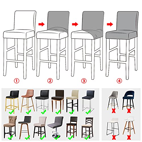 Image of Lellen Bar Stool Chair Covers Set of 4,Jacquard Bar Stool Cover Barstool Covers Slipcovers Stretch Bar Stool Covers with Backs Bar Stool Protector Covers for Kitchen Dining Room Counter Island