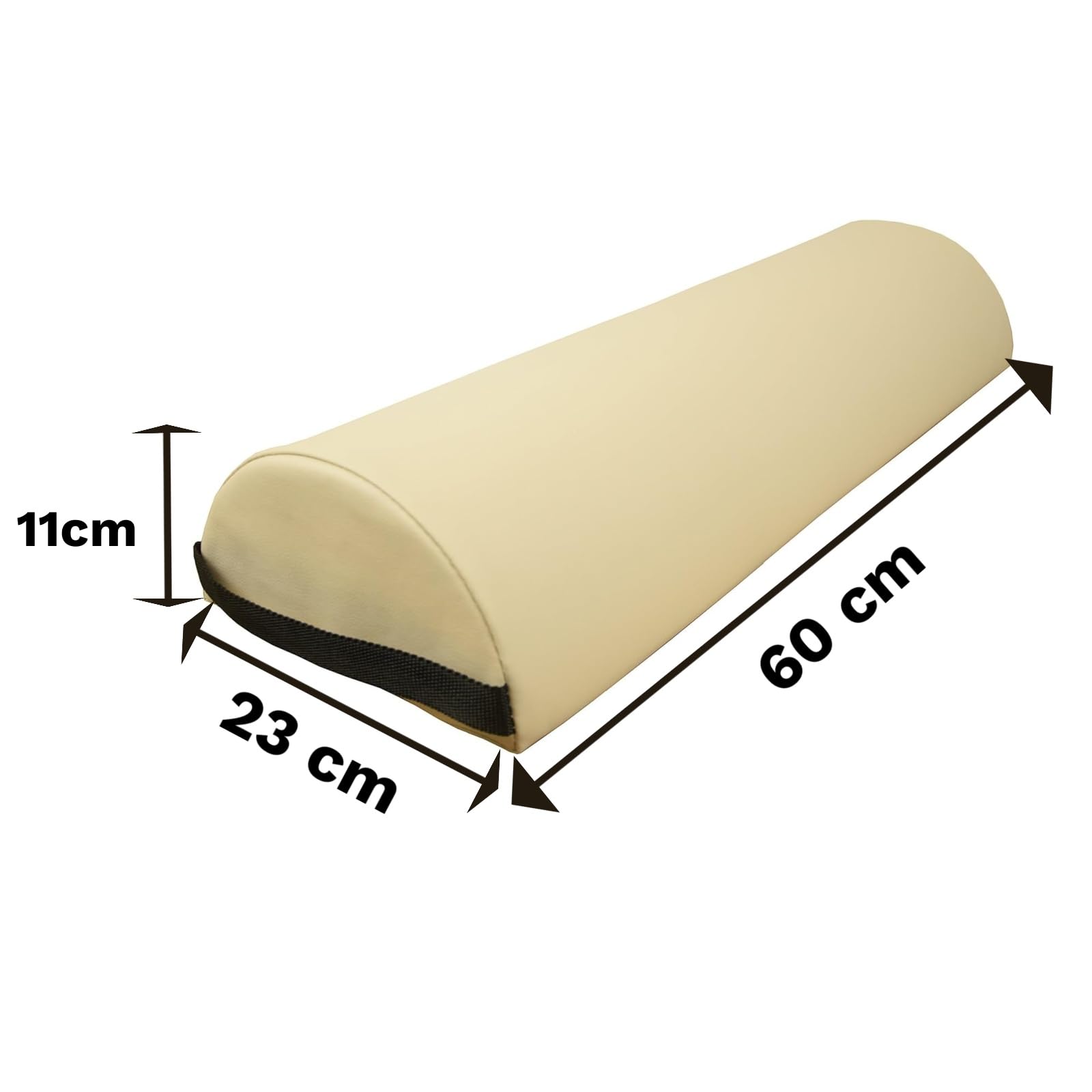 Zen Knierolle Lagerungsrolle 60x23x11cm Halbrolle für Massageliegen & Physiotherapie halbrunde Nackenrolle & Beinrolle - Kniekissen Massage Zubehör für Knie, Beine, Füße & Rücken zur Lagerung (Cremé)