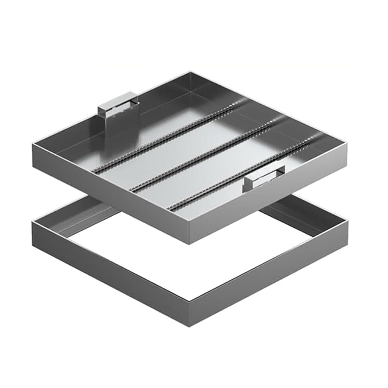 Couvercle de regard invisible carré 30x30 cm en acier inox robuste
