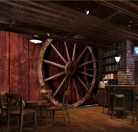 Amazon Sproud 無料 Shippping ノスタルジックなビンテージ木目ホイール麻縄の壁画ヴィンテージ 3 D 壁紙メートル 350 Cmx 245 Cm 壁紙