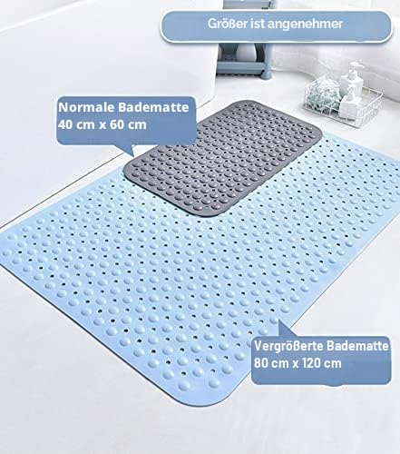 Duschmatte PVC rutschfest, schimmelresistent & antibakteriell mit Saugnäpfen und Ablauföffnungen, Badematte für Senioren, Schwangere und Kinder im Badezimmer (Weiß, 80x80cm)