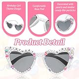 CIATBYYJ Birthday Glasses for Women, Birthday Girl Heart-Shaped Sunglasses with Pearl, White Stylish Happy Birthdays Sunglasses for Birthdays Party Accessories, Women & Girls Outfit Gift - Image 4